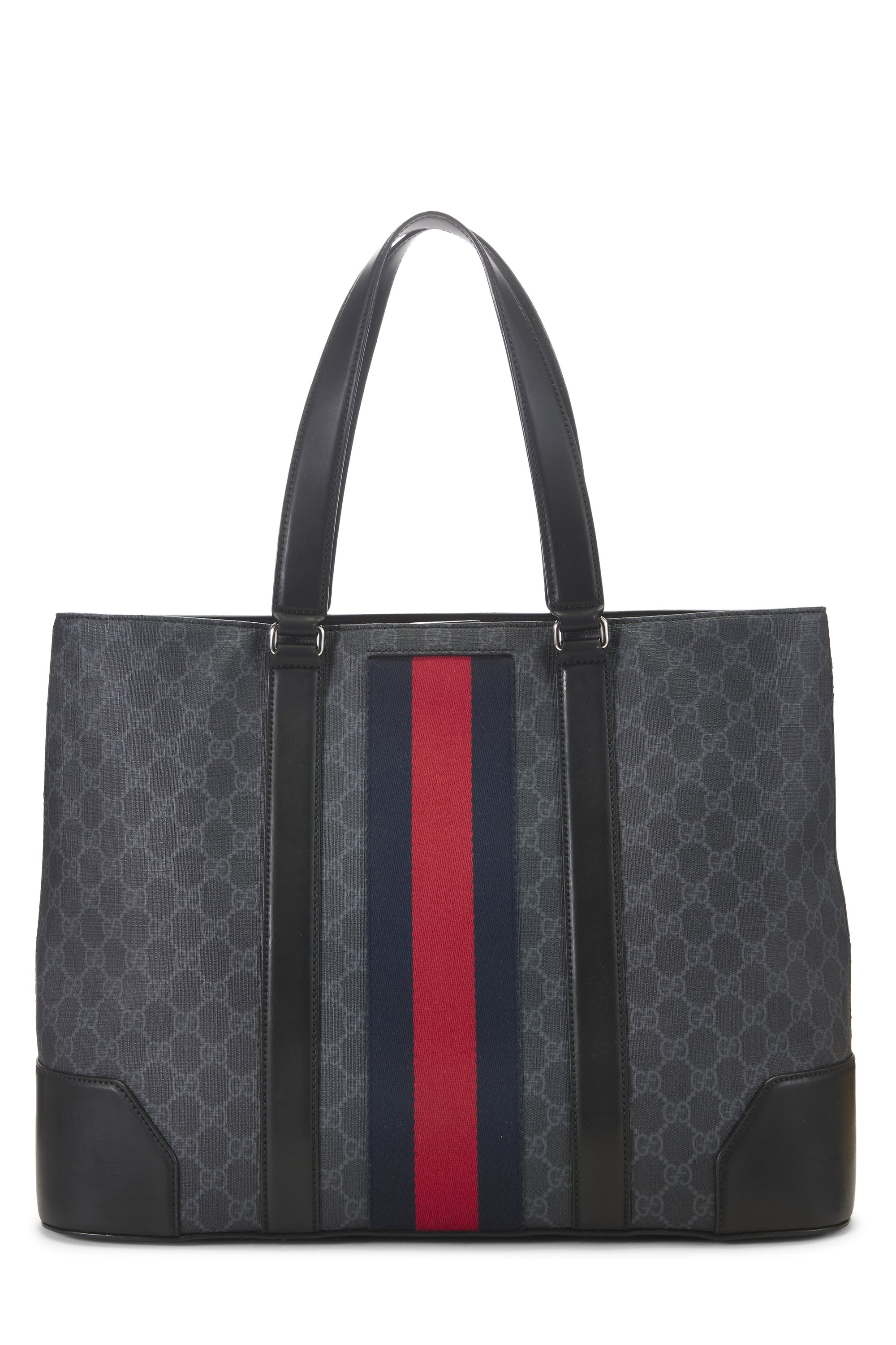 Black GG Supreme Canvas Web Tote Large
