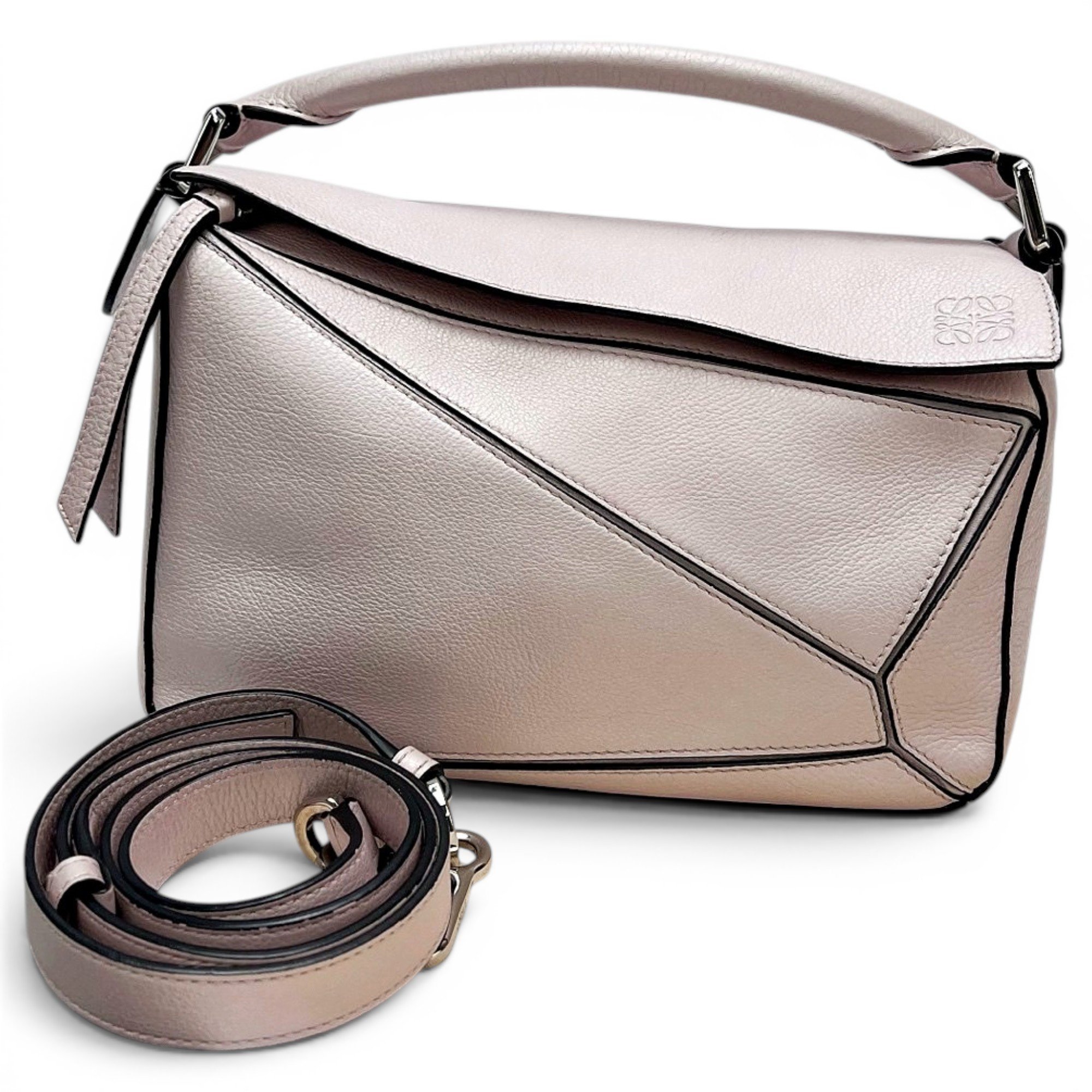 Puzzle leather handbag