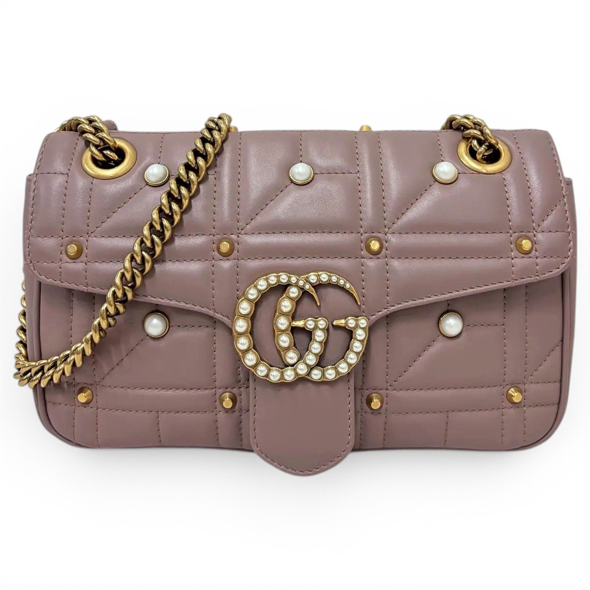 Pearly GG Marmont Flap leather crossbody bag