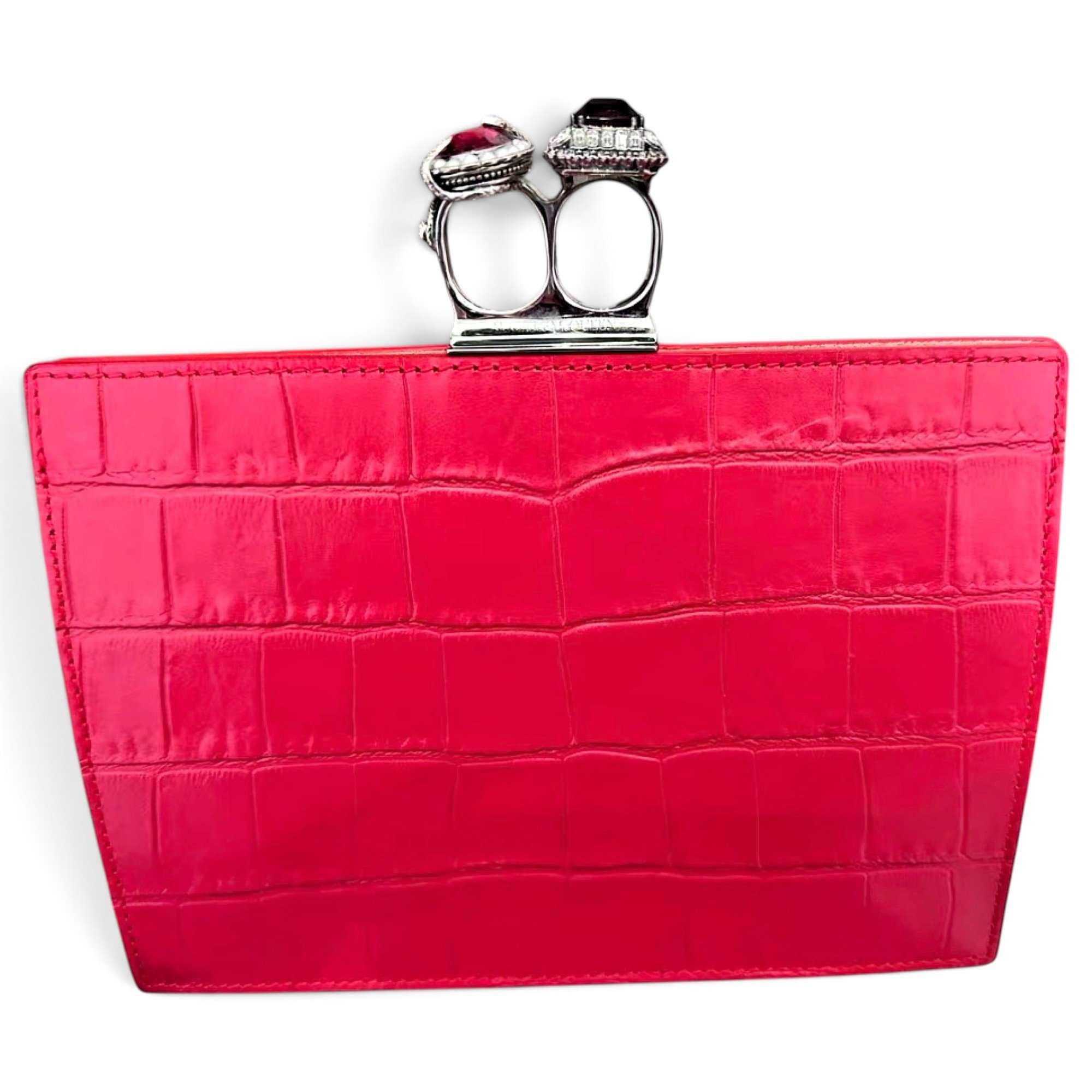 Knuckle leather clutch bag