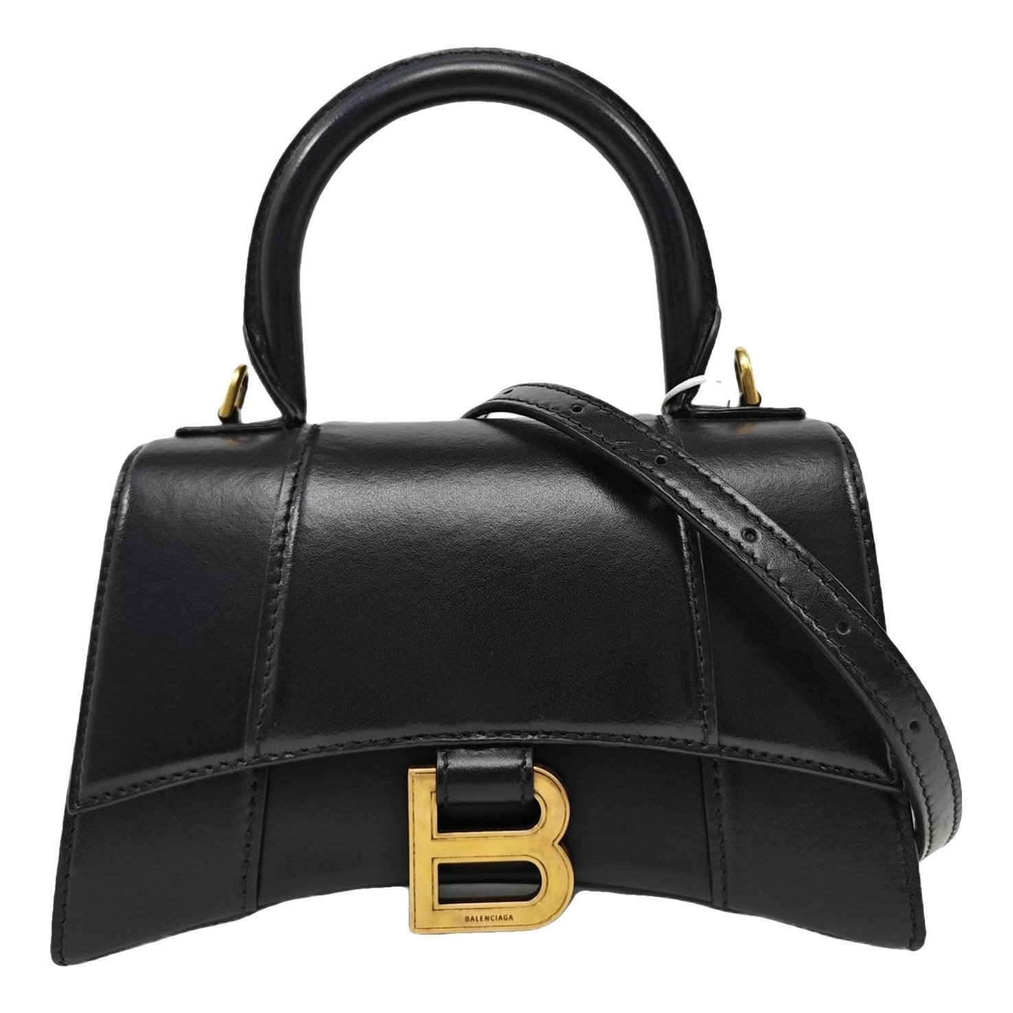 Hourglass leather handbag