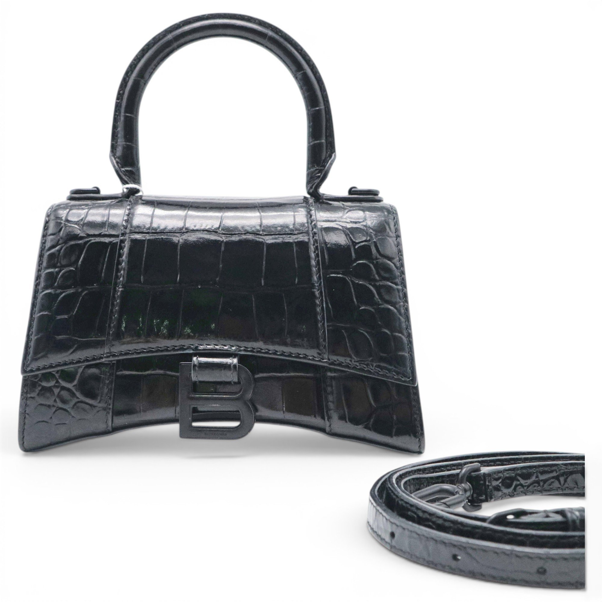 Hourglass leather handbag