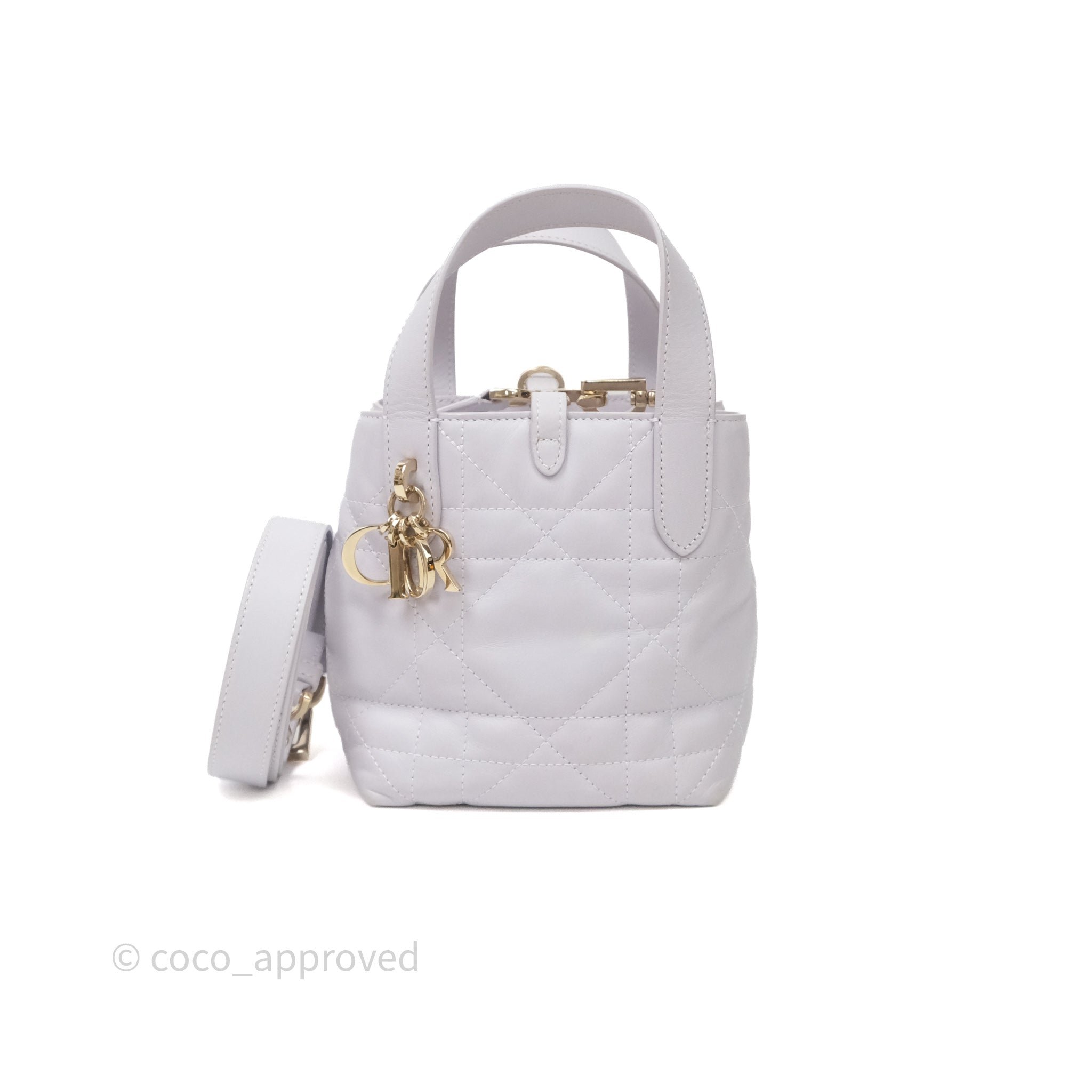 Christian Dior Toujours Vertical Tote Bag Light Purple Macrocannage Calfskin Gold Hardware