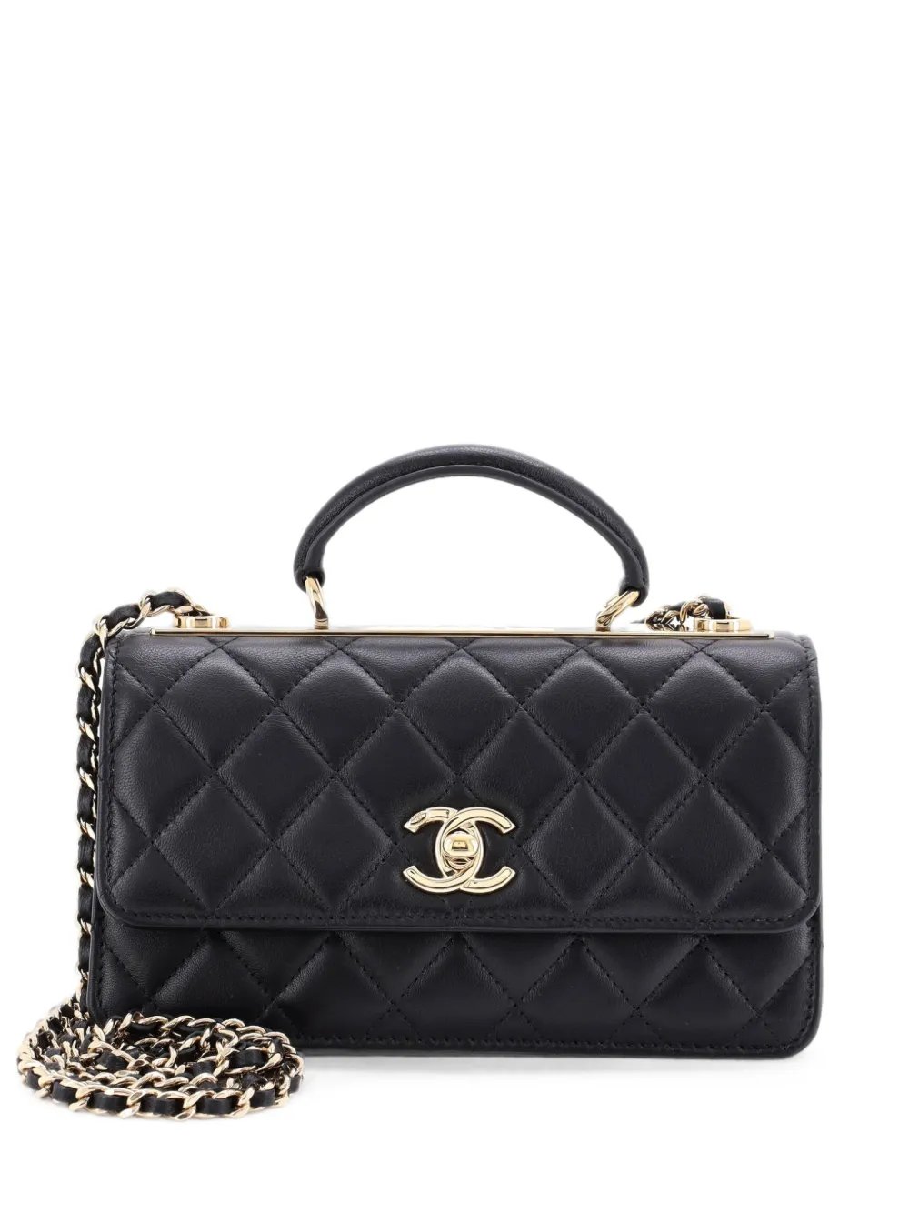 Trendy CC Top Handle Wallet on Chain Quilted Lambskin shoulder bag