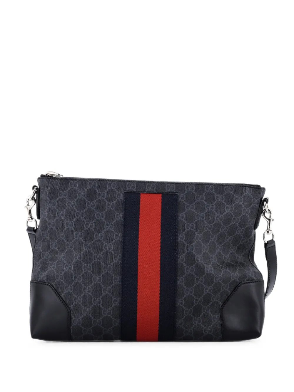 Web Zip Flat Messenger GG Coated Canvas Medium crossbody bag