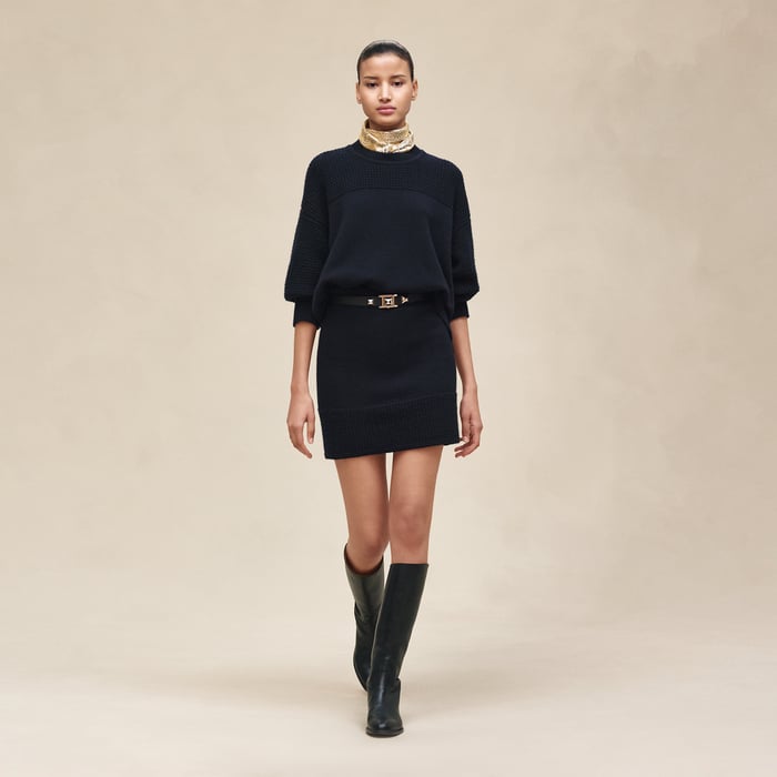 Bleu Noir Cashmere Short Skirt