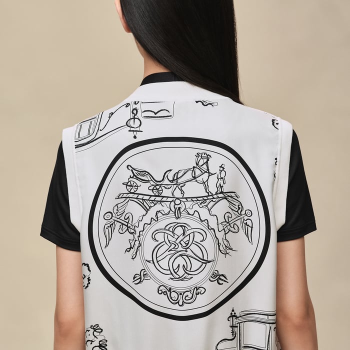 Blanc Nacre "Ex-libris a Main Levee" Sleeveless Twillaine Cardigan