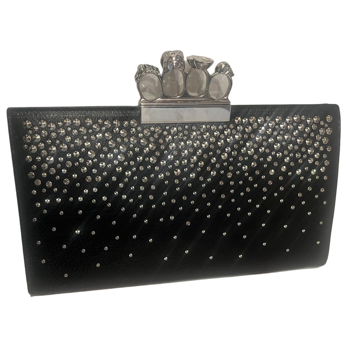Knuckle leather clutch bag