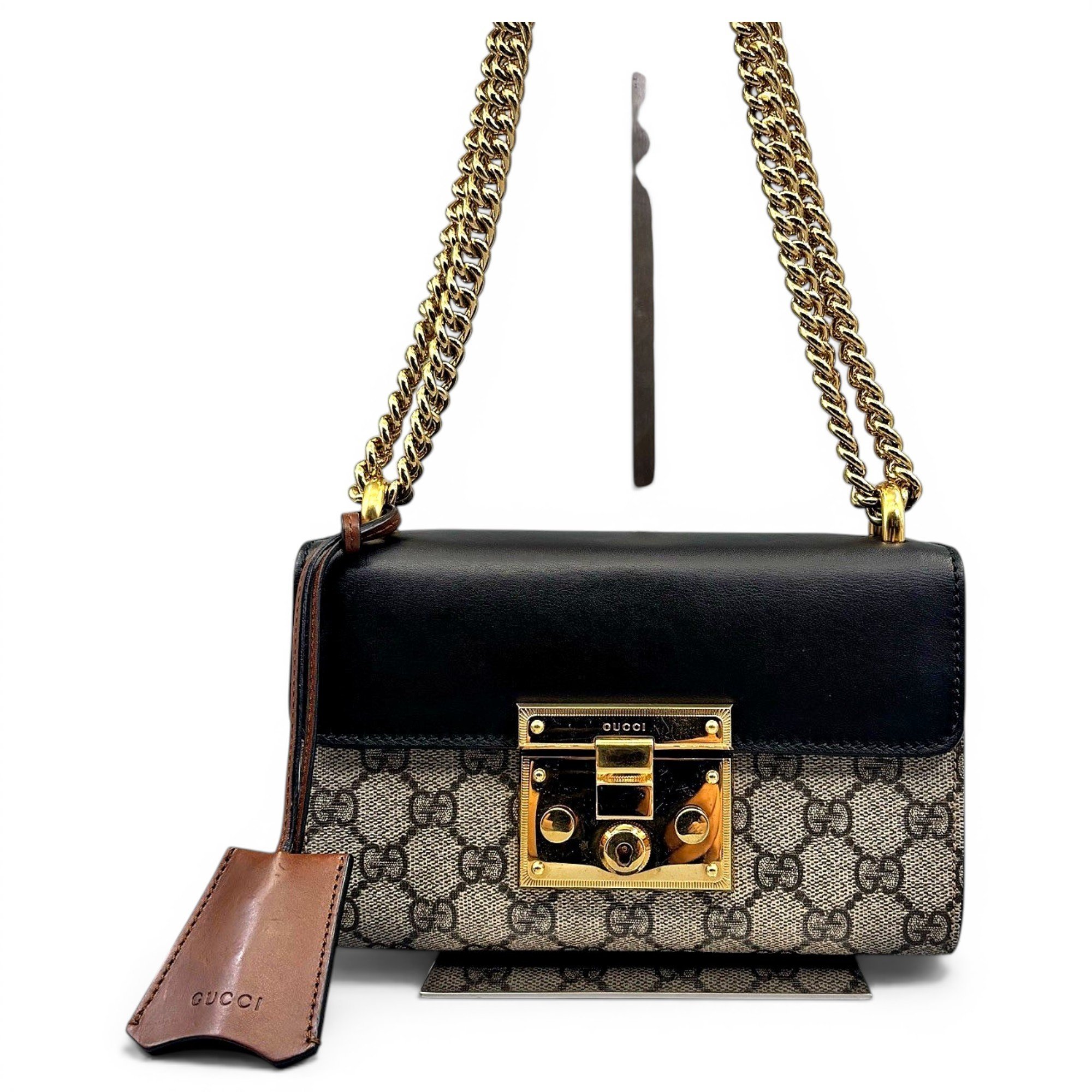 Padlock leather handbag