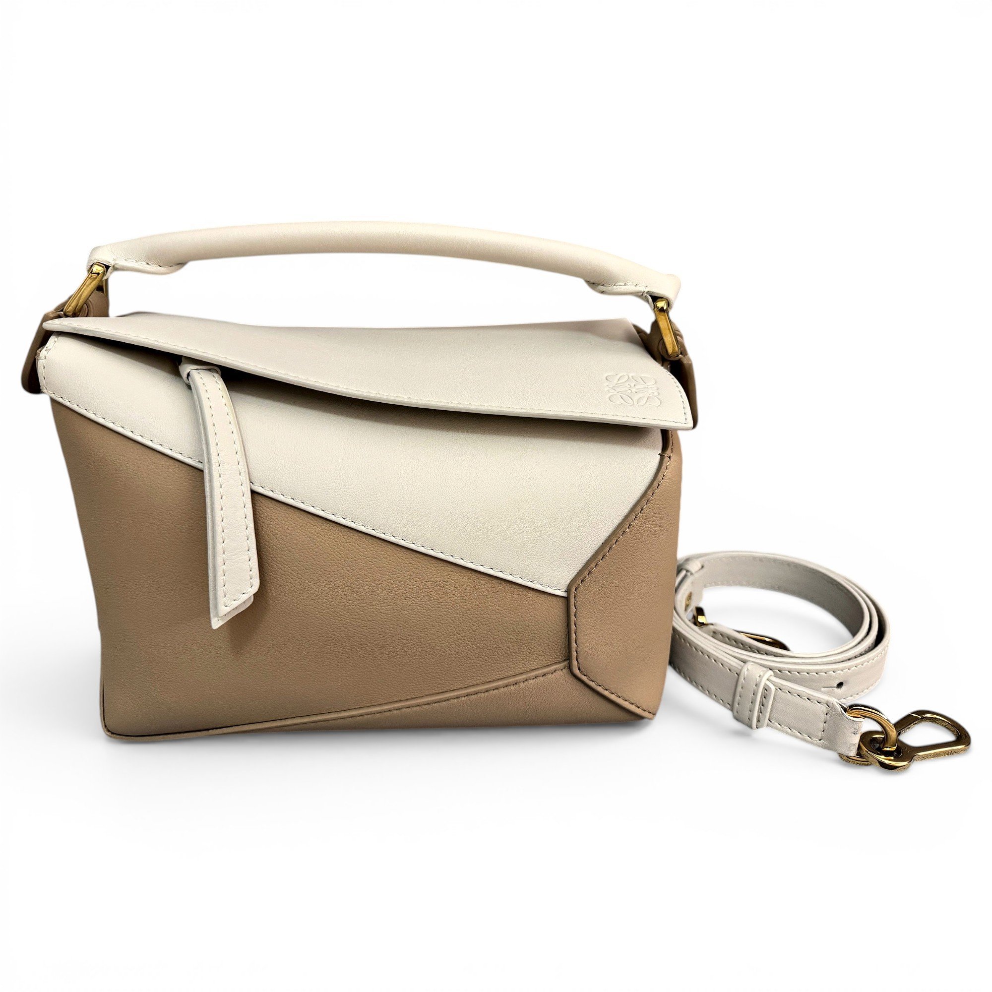 Puzzle leather handbag