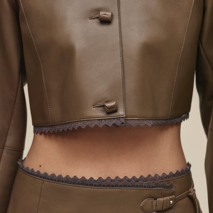 Marron Muschio Short Shiny Lambskin Jacket