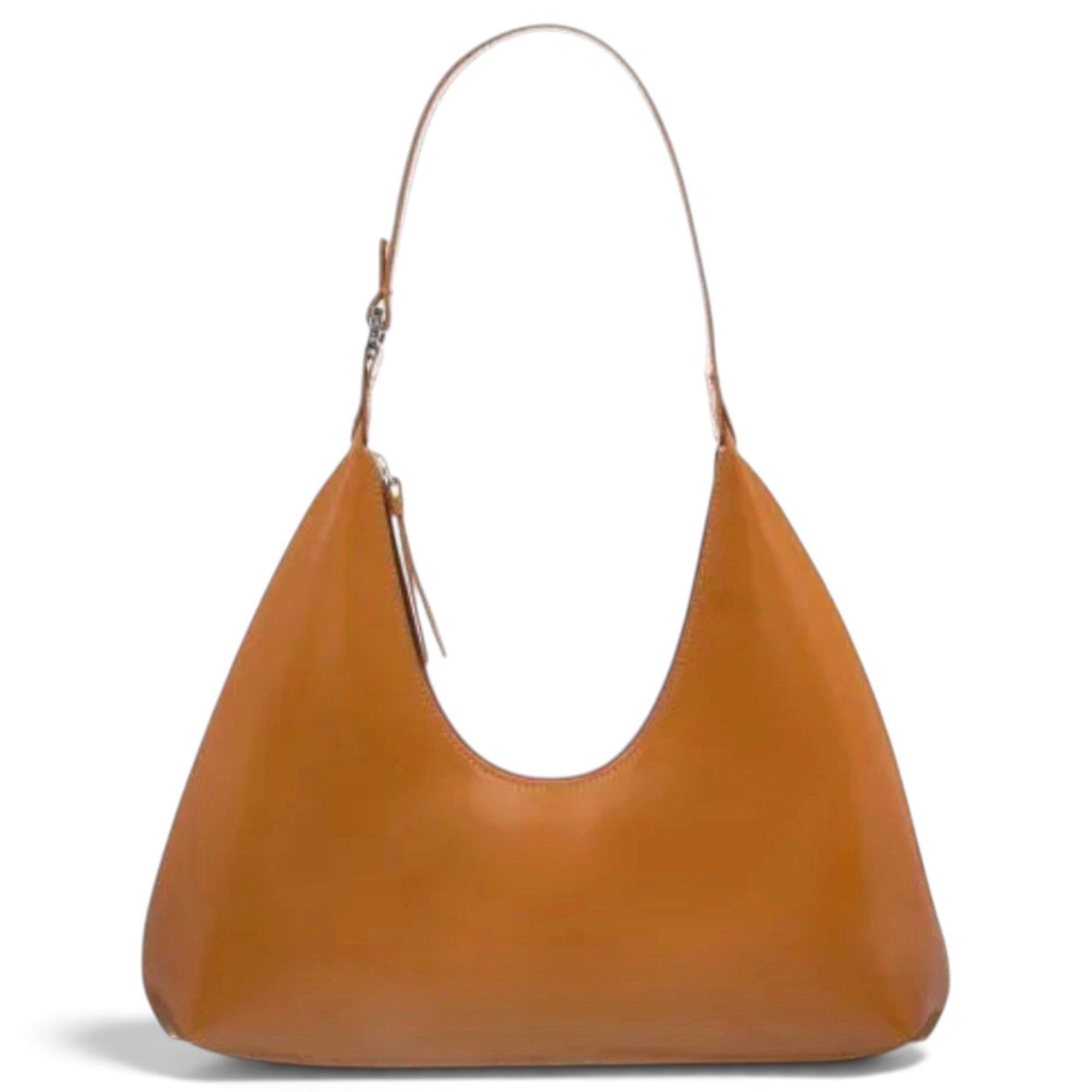 Amber patent leather handbag