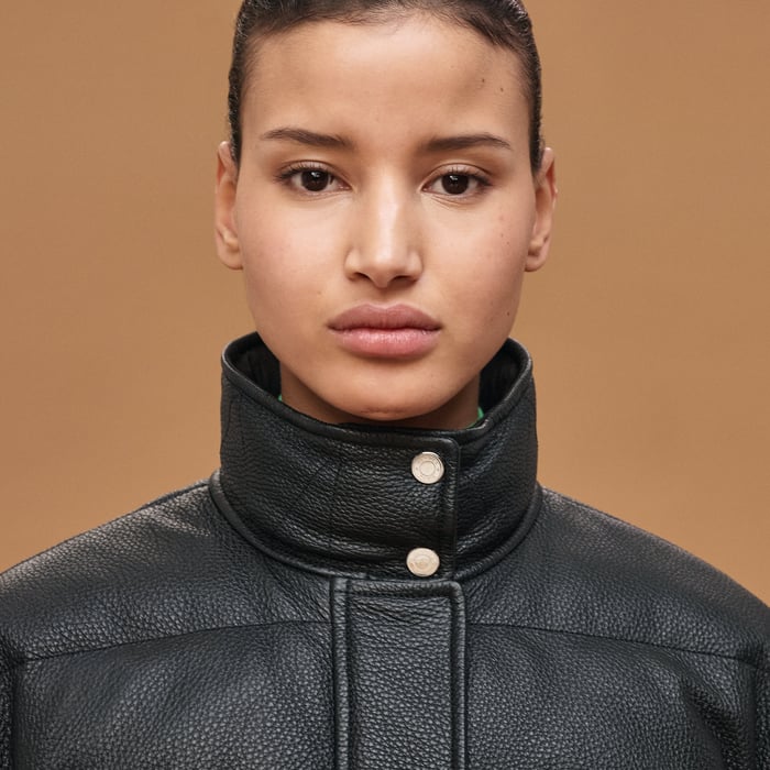 Noir Leather Puffer Coat