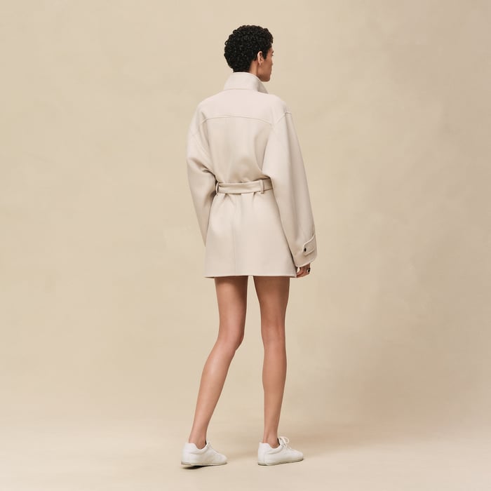 Blanc Sable Short Parka Coat