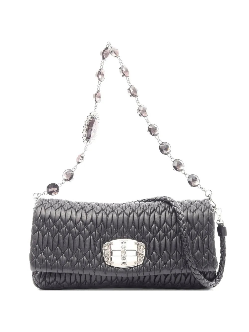 2000s crystal-embellished matelassé shoulder bag