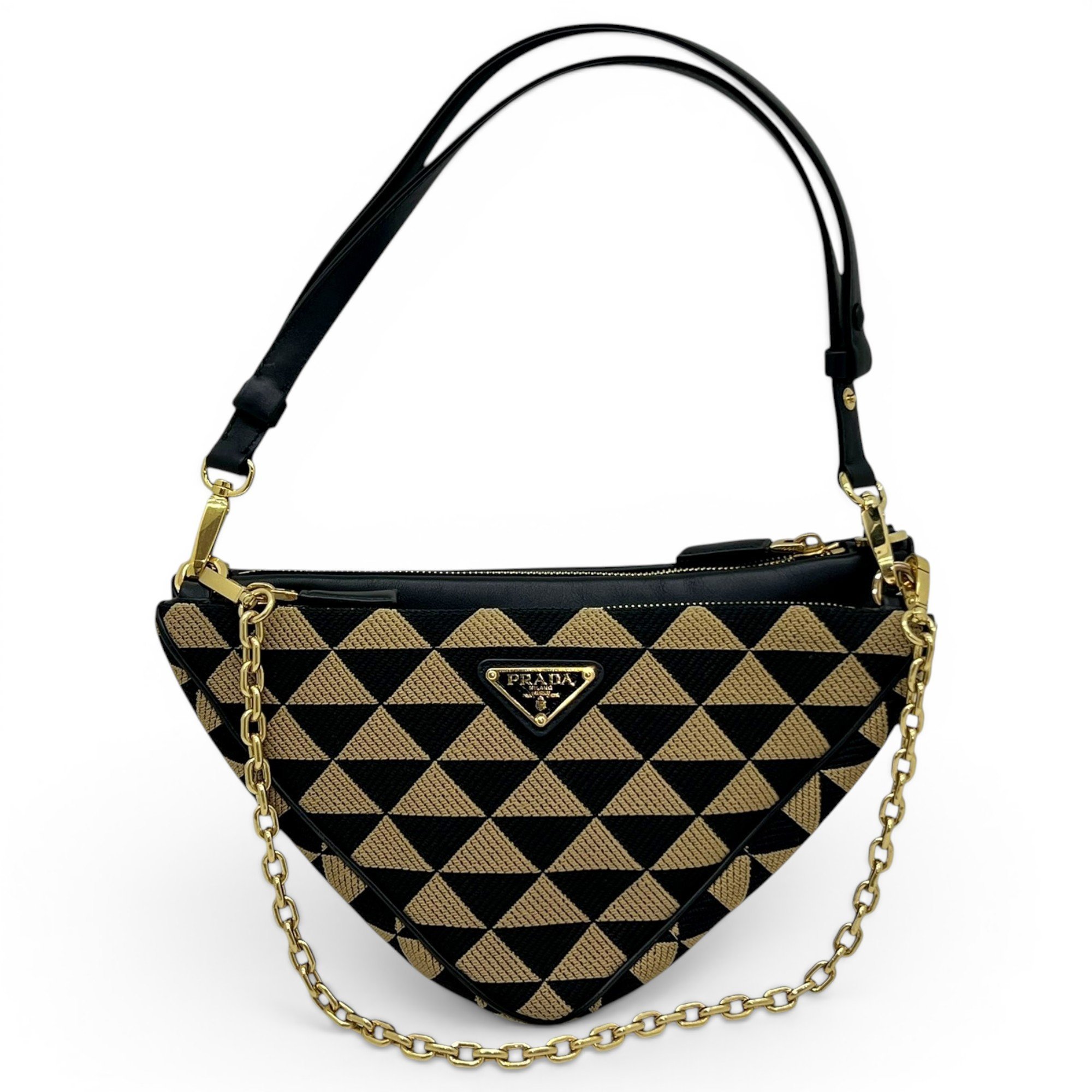 Triangle leather handbag