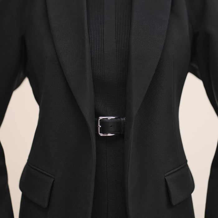 Noir Jacket With Leather Detail