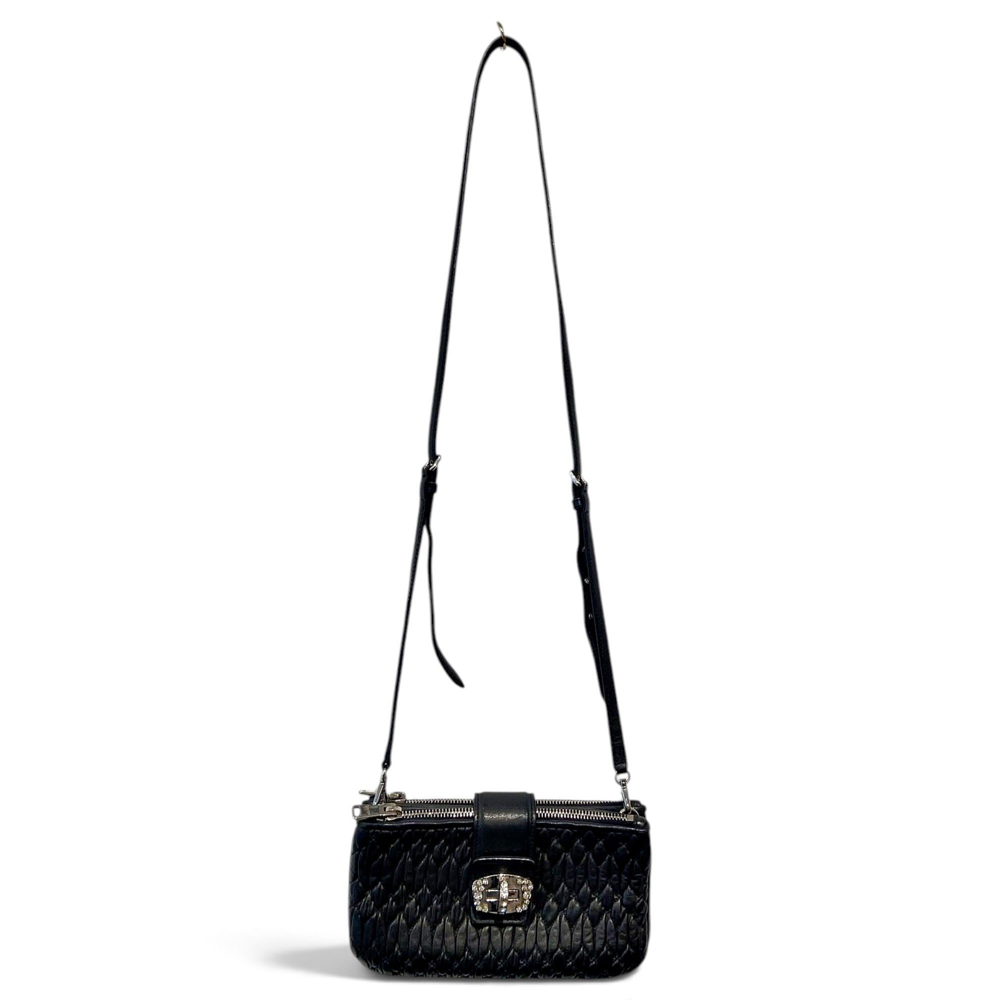 Miu Crystal leather crossbody bag