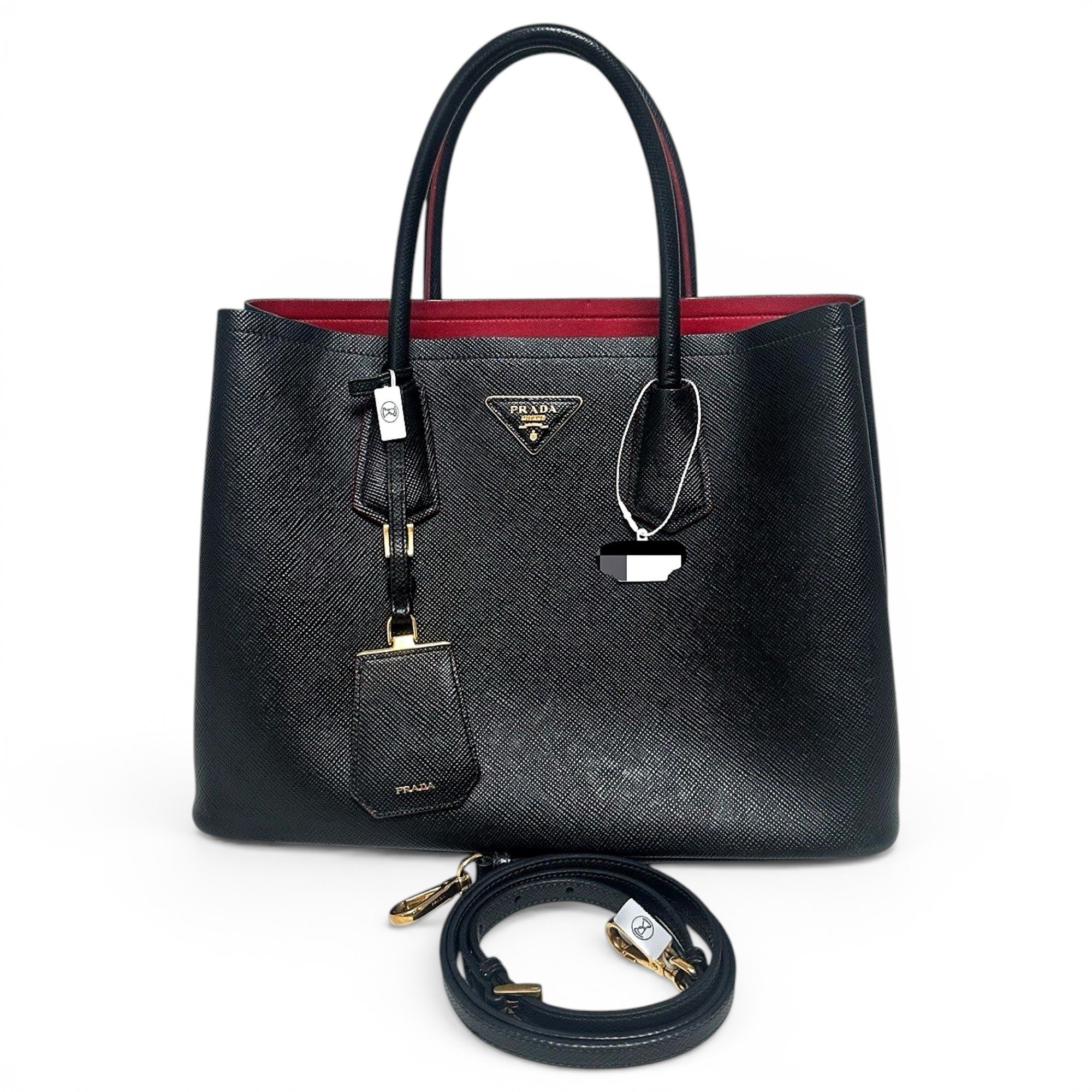 Double leather handbag
