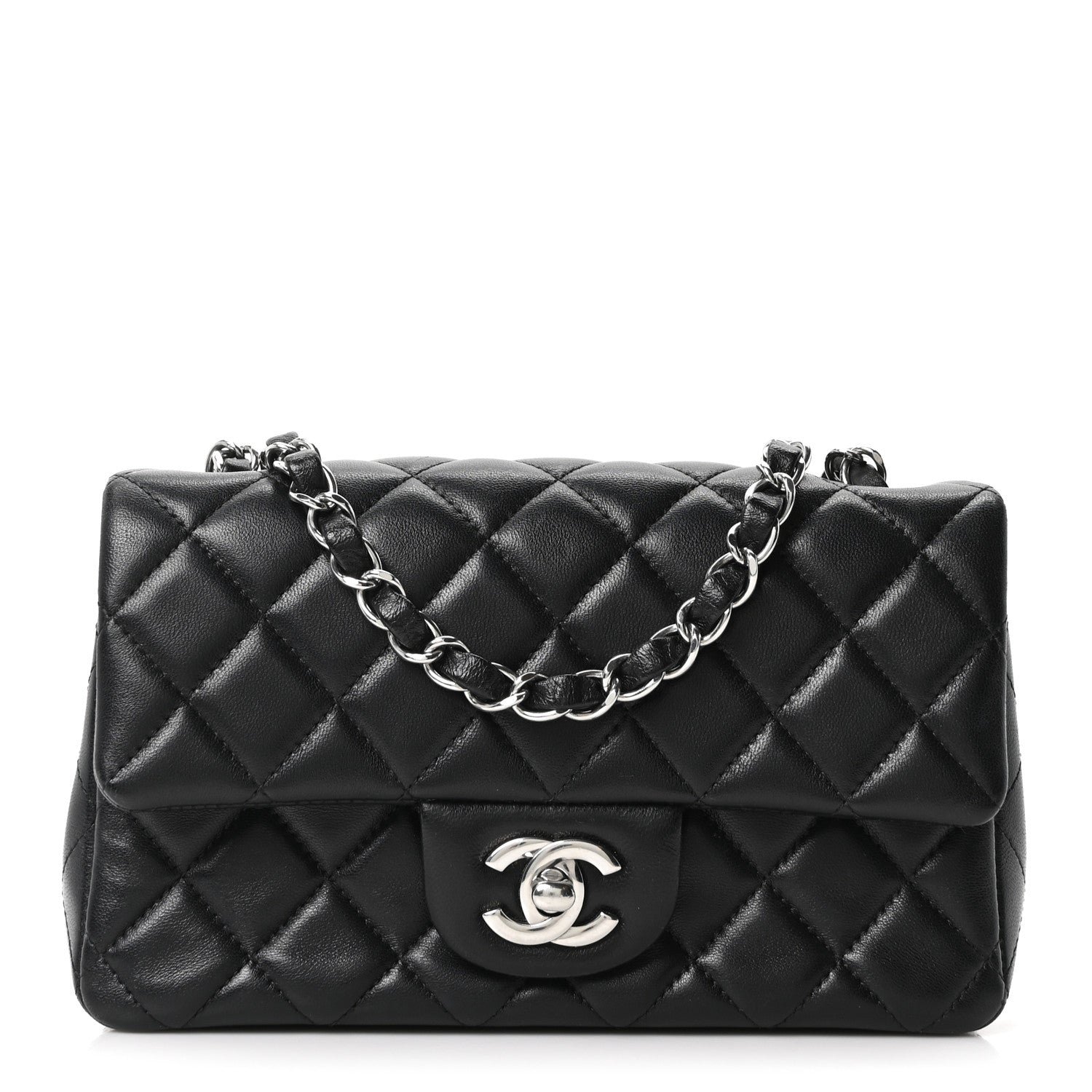 Chanel Lambskin Quilted Mini Rectangular Flap Black
