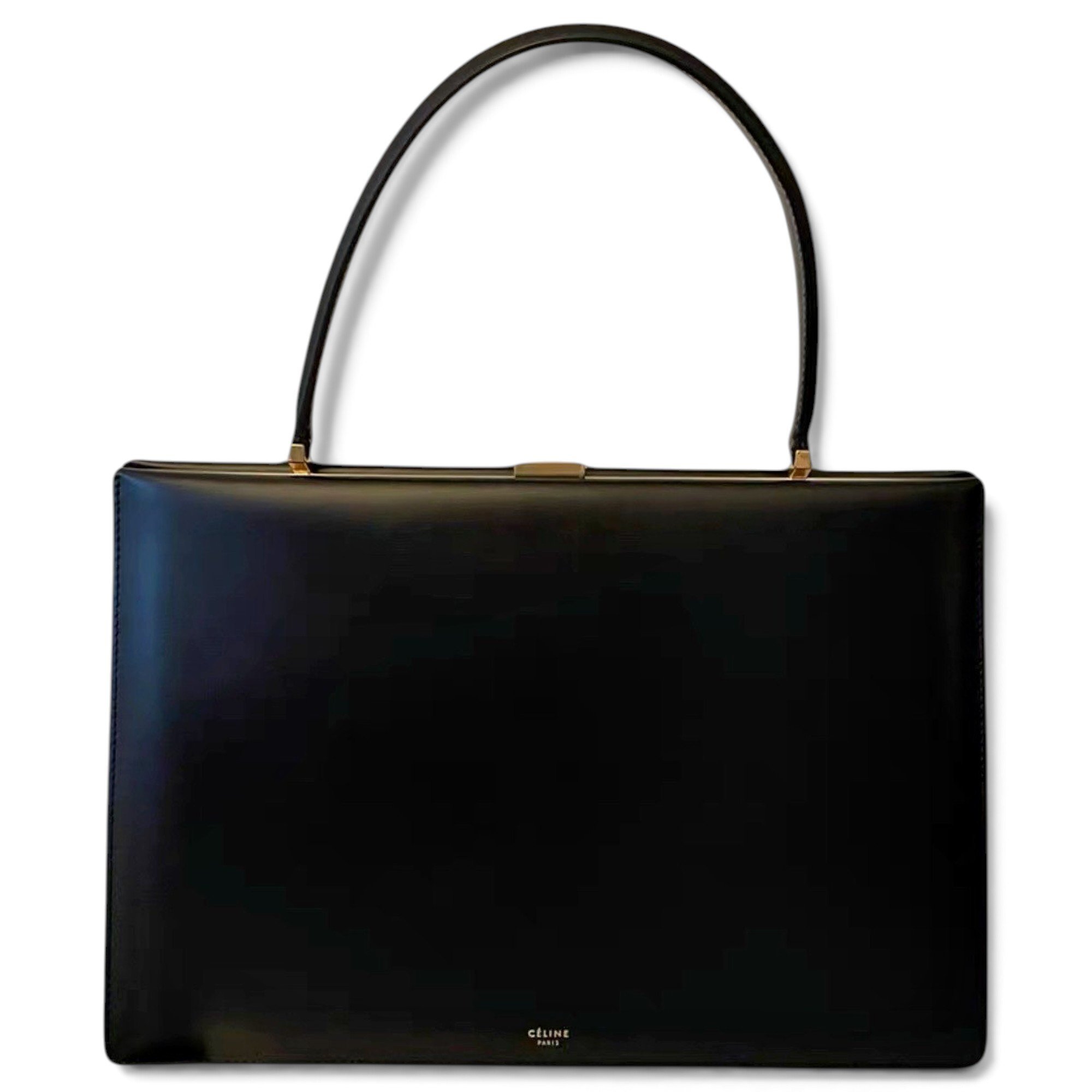 Clasp leather handbag