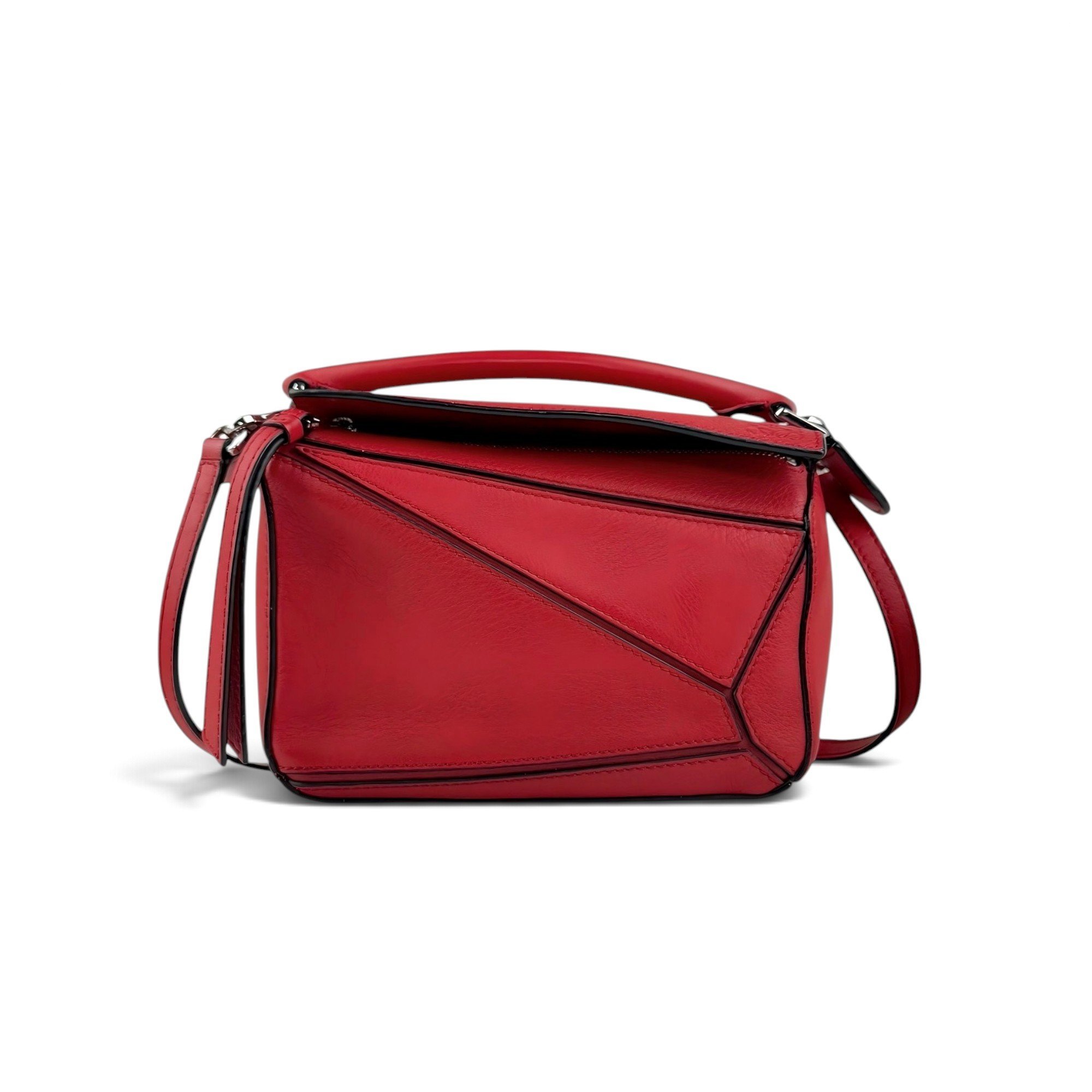 Puzzle leather handbag