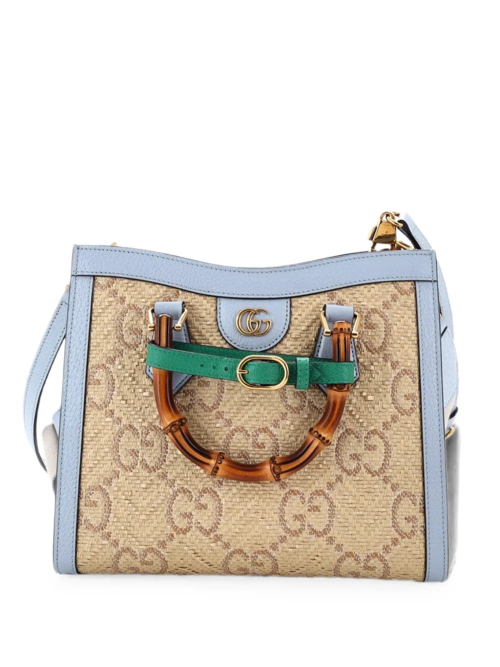 Diana NM Bamboo Handle GG Raffia Small tote bag
