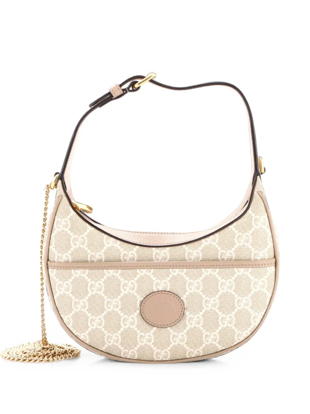 Interlocking G Patch Half Moon GG Coated Canvas Mini hobo bag