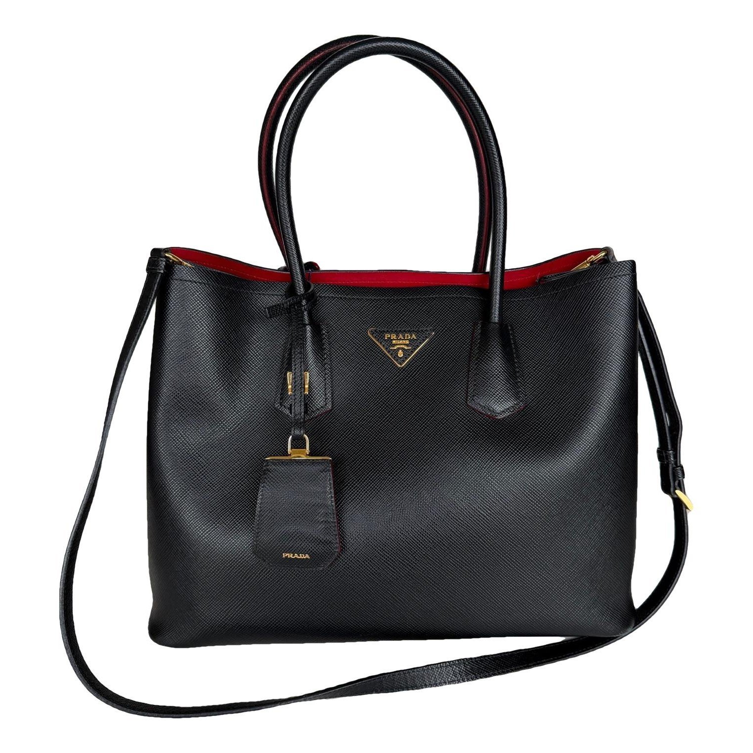 Double leather handbag
