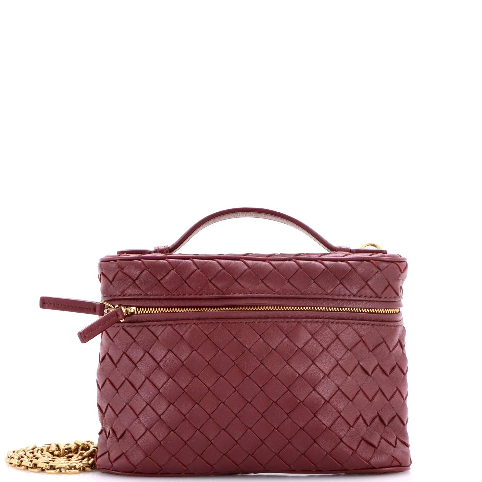 Soft Chain Vanity Case Intrecciato Leather Small