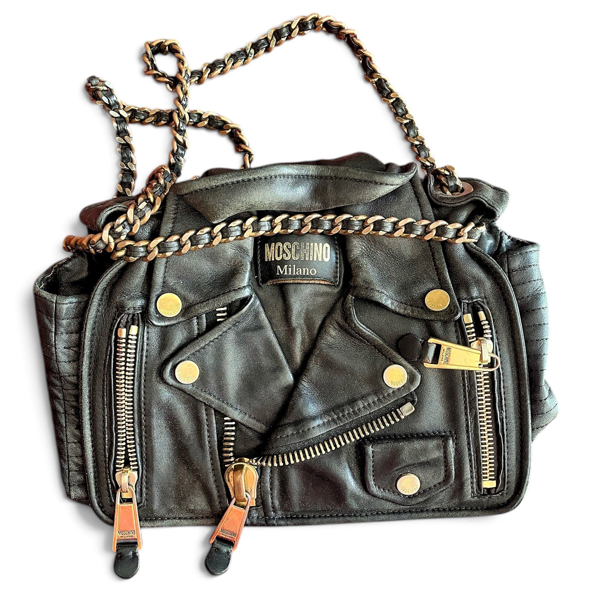 Biker leather handbag