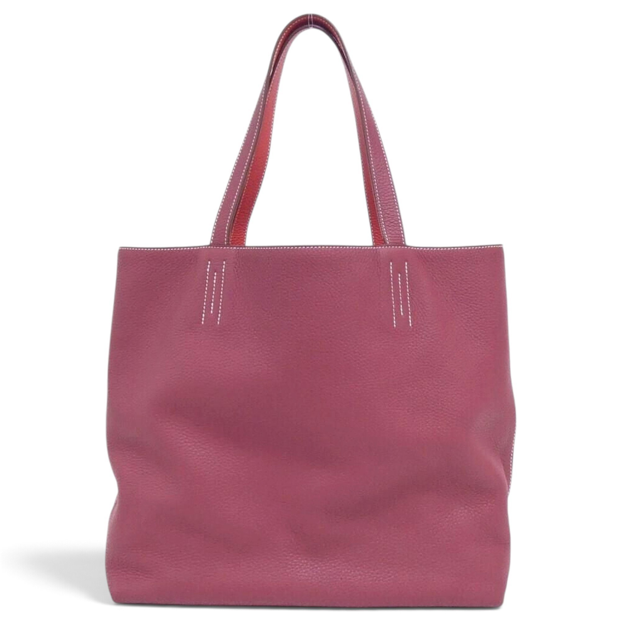 Double sens leather handbag