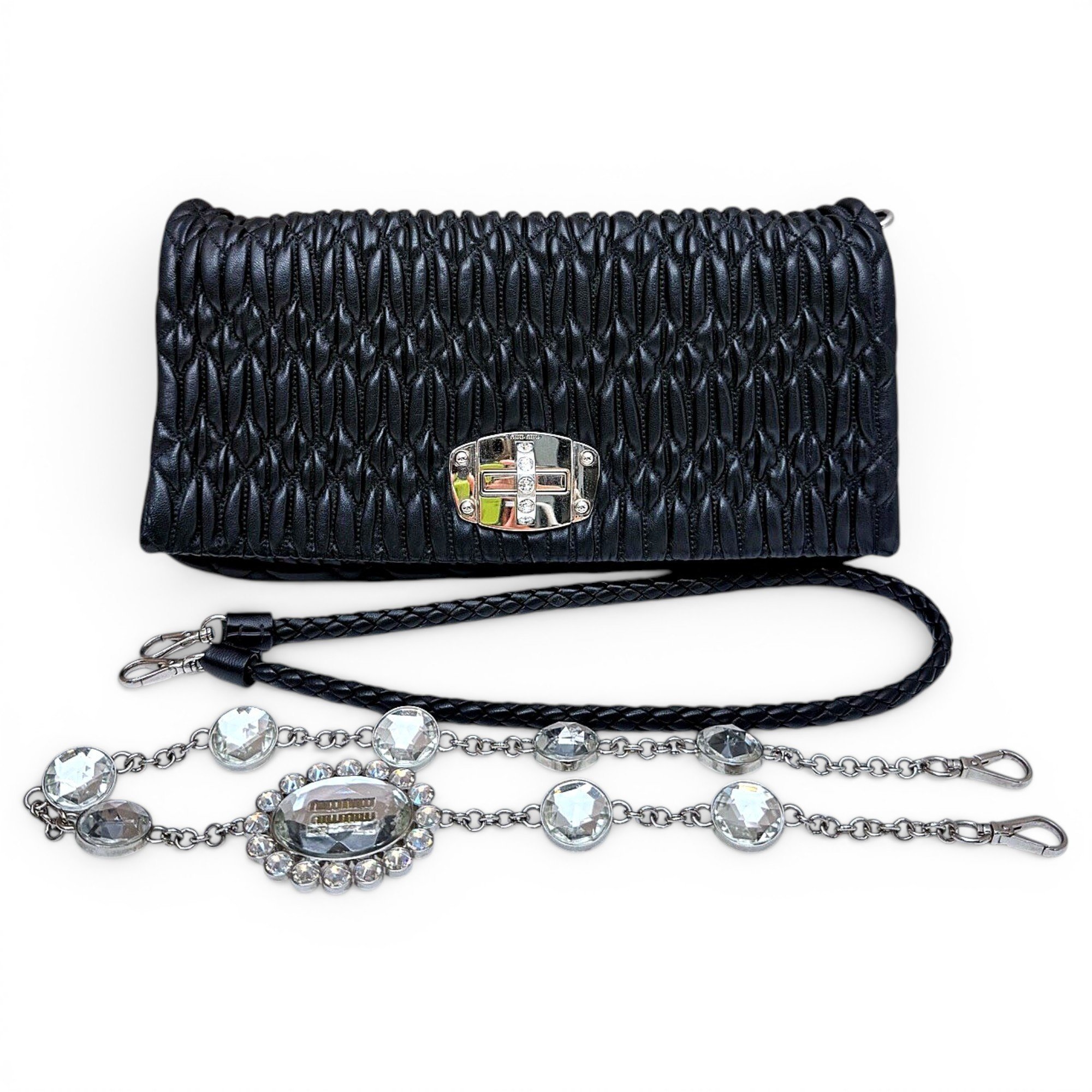 Miu Crystal leather handbag