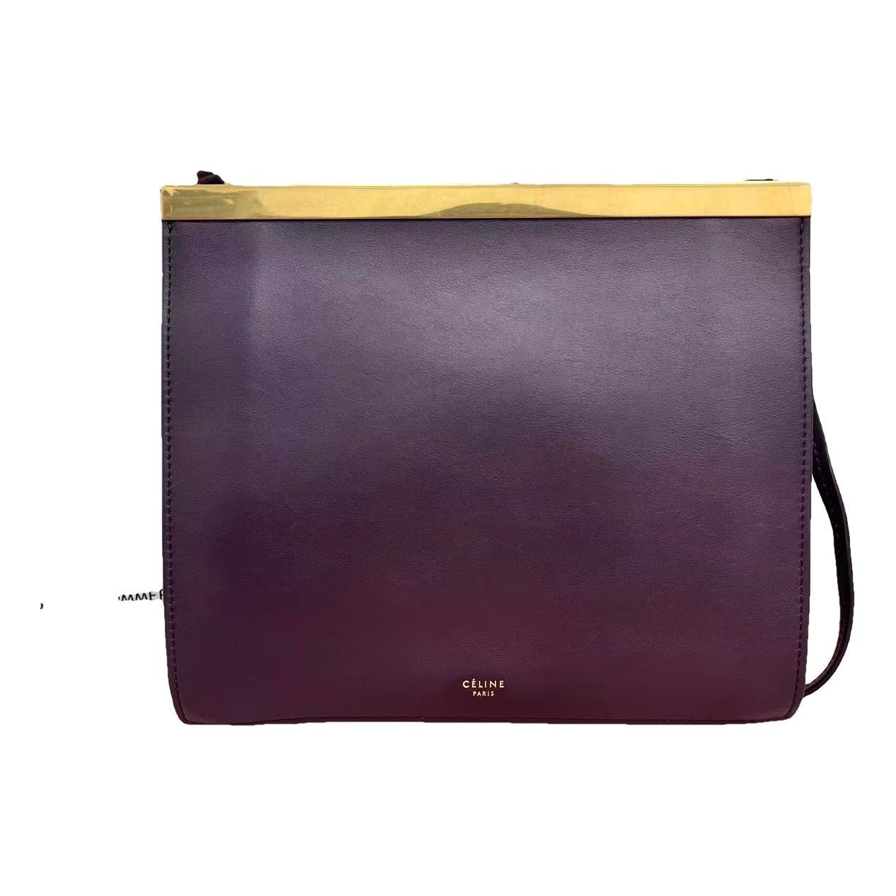 Clasp leather handbag