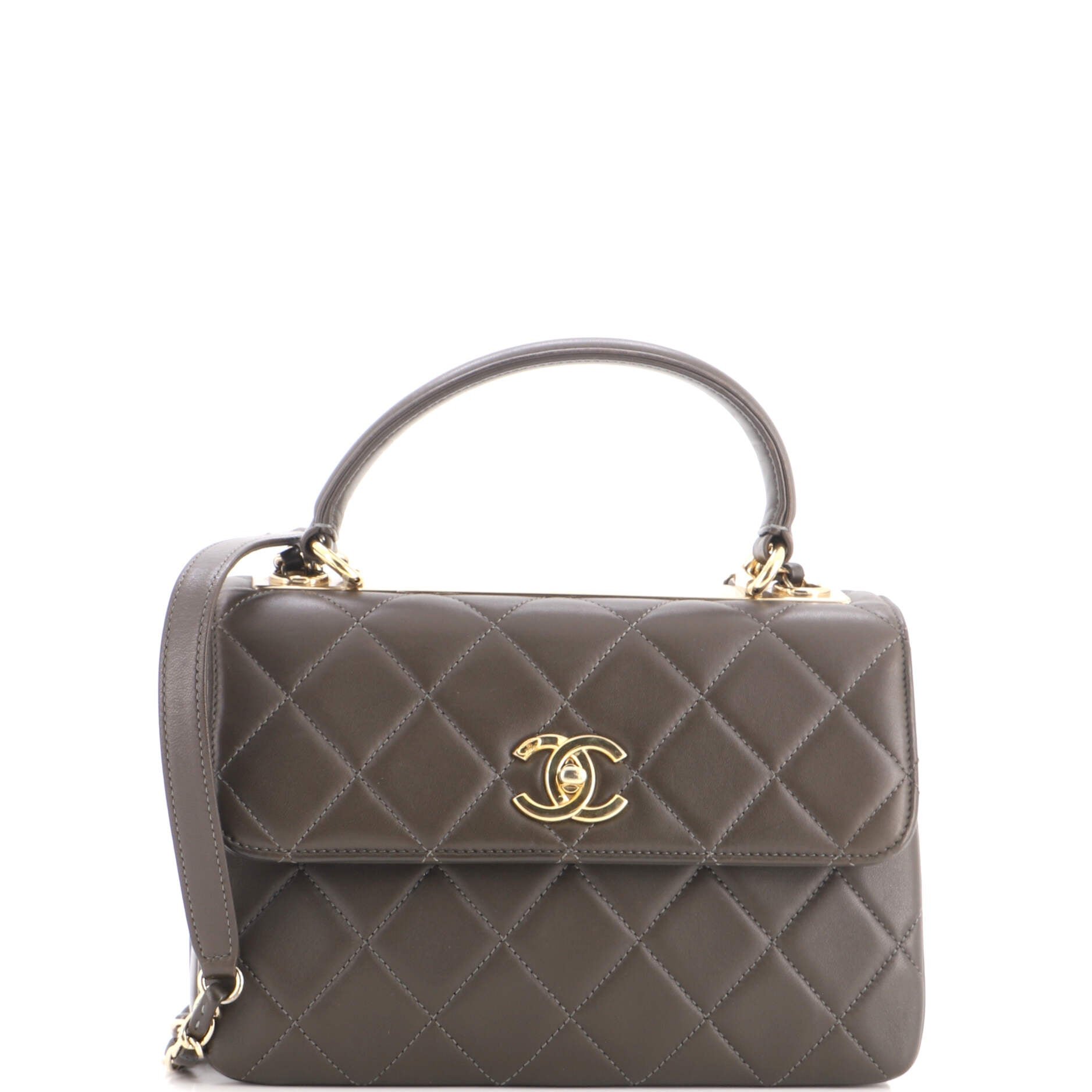 Trendy CC Top Handle Bag Quilted Lambskin Small