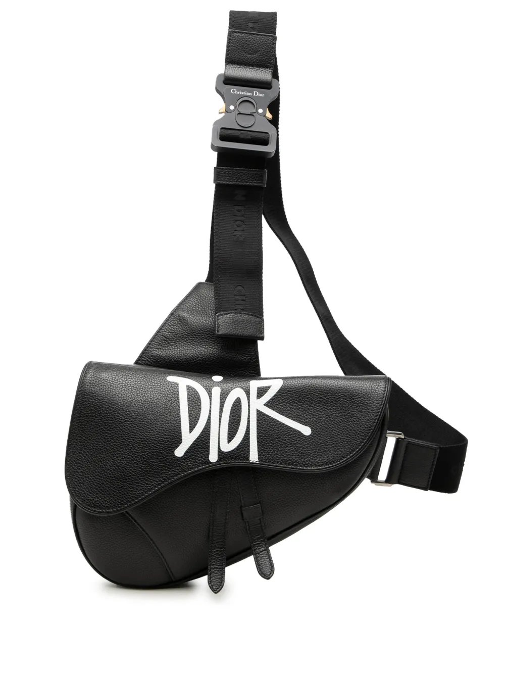 2020 Shawn Stussy Grained Calfskin Saddle Bag crossbody bag