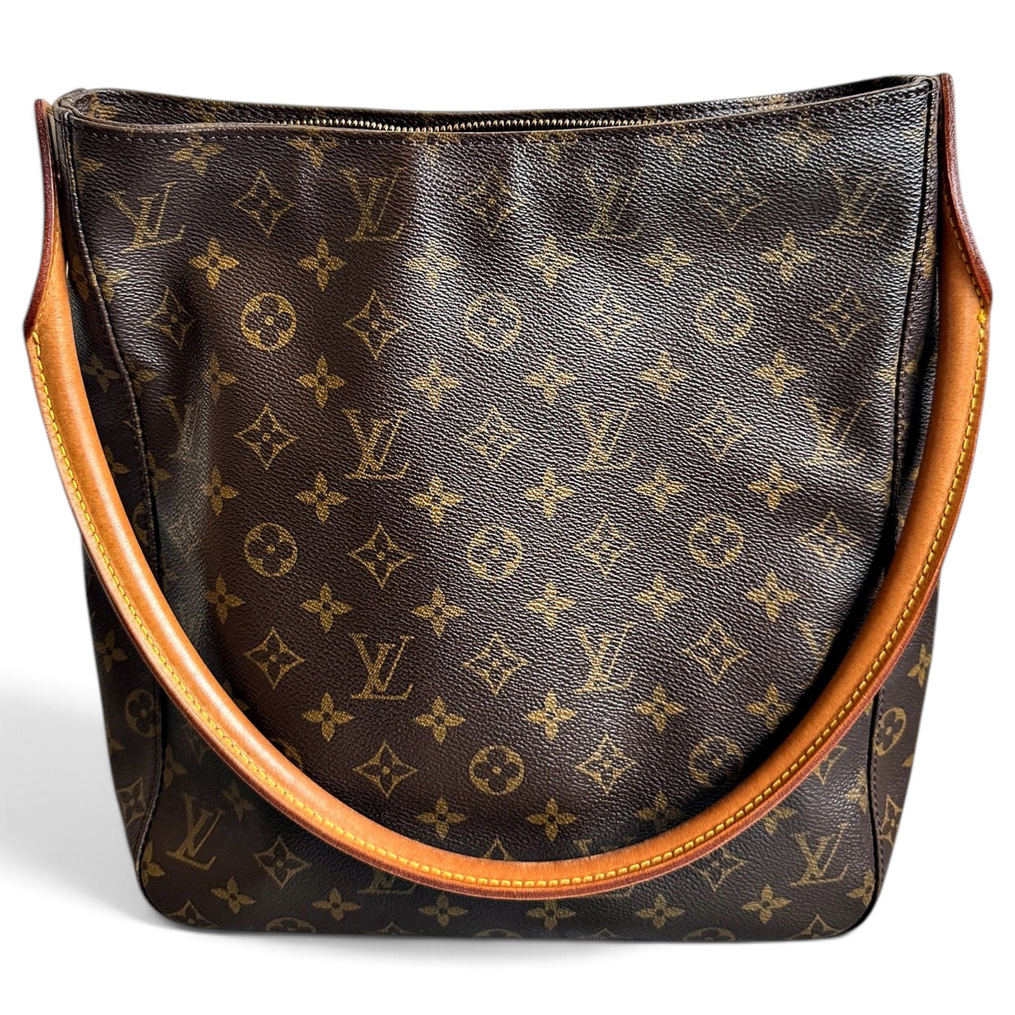 Looping leather handbag