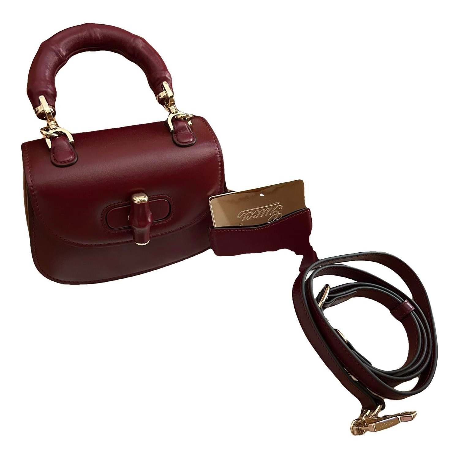 Convertible Bamboo Top Handle leather handbag