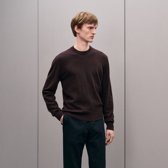 Prunoir "H En Echelle" Crewneck Cashmere Sweater