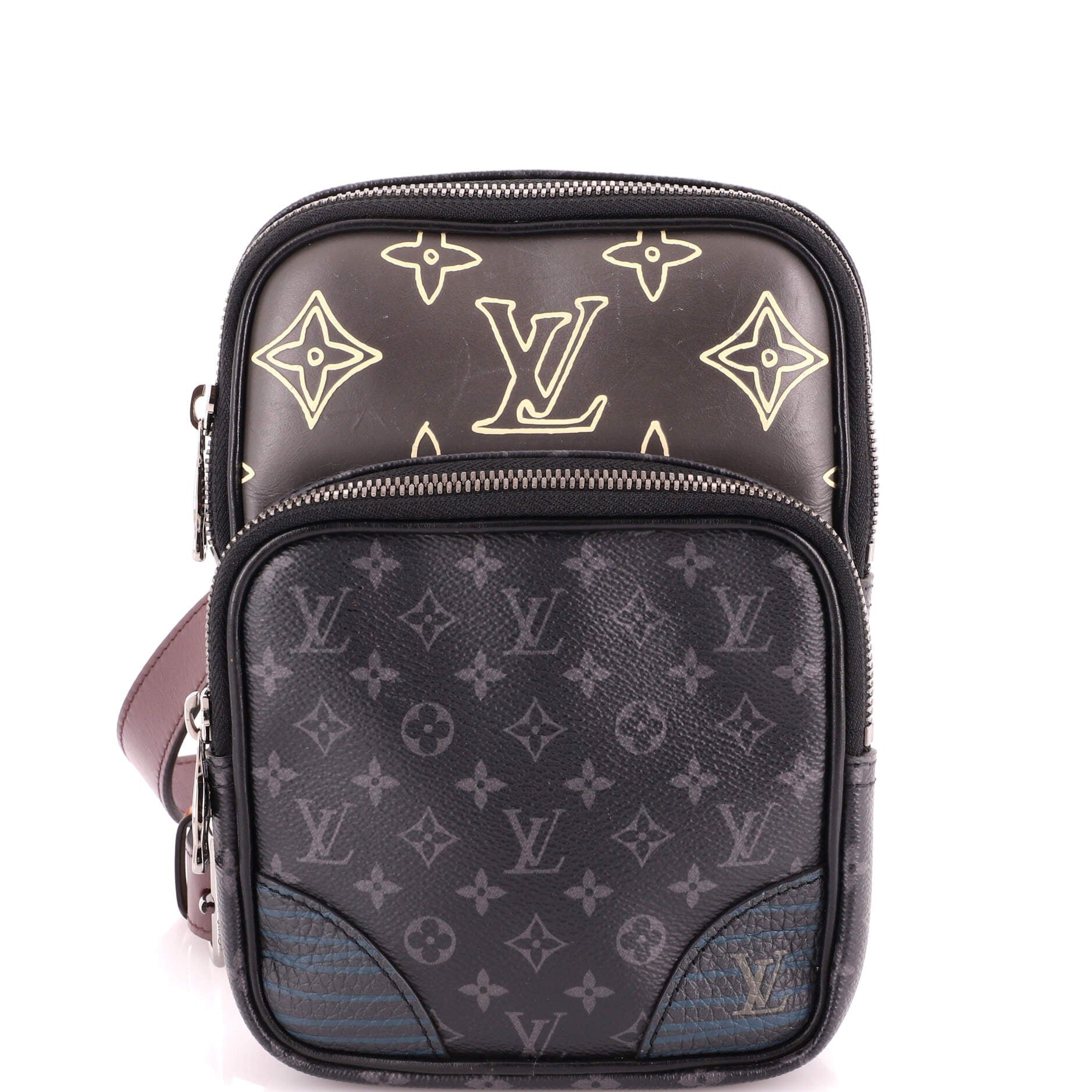 Amazone Sling Bag Patchwork Monogram Eclipse Canvas and Printed Leather