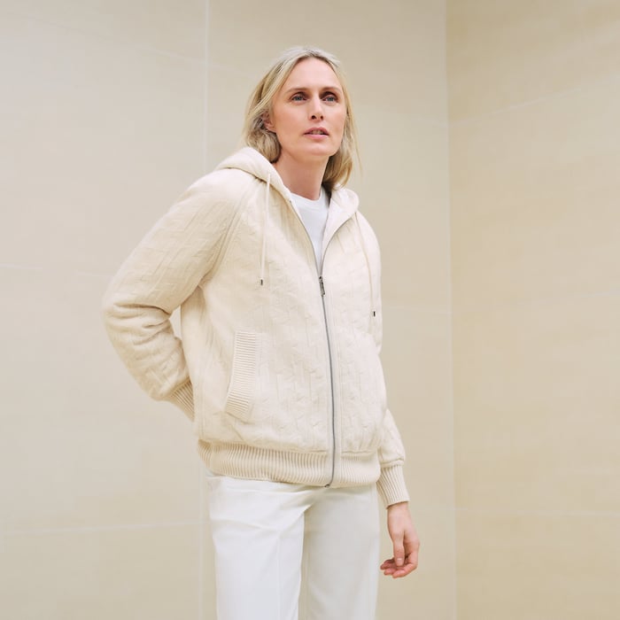 Blanc Naturel "H" Zipped Hooded Jacket