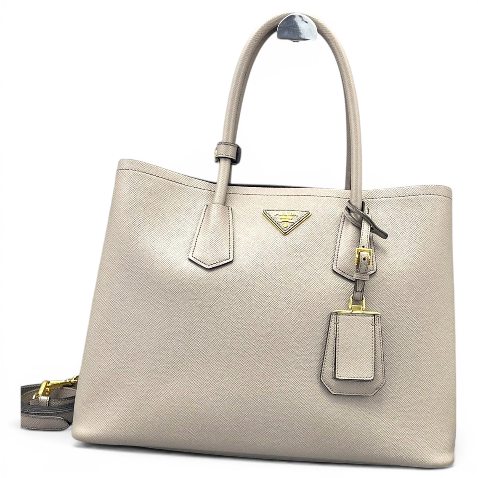 Double leather handbag