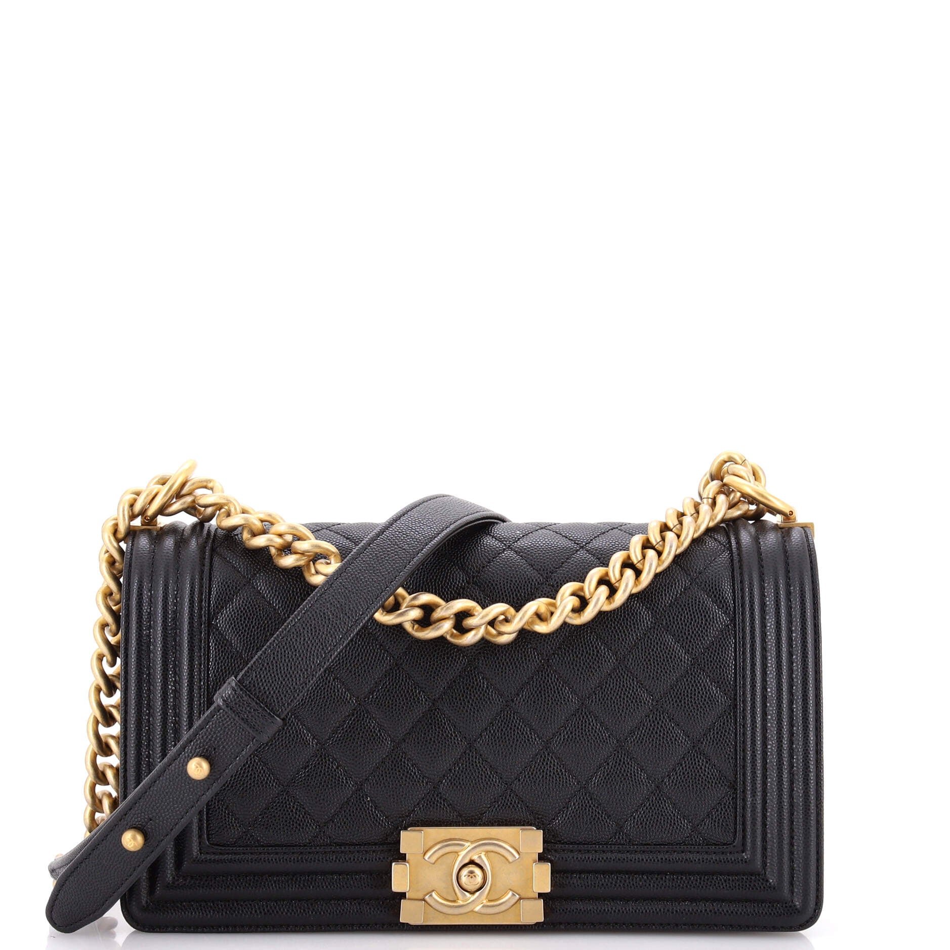Boy Flap Bag Quilted Caviar Old Medium