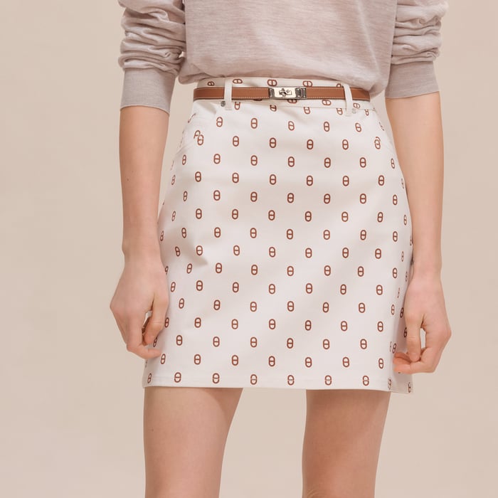 Marron Fauve "Chaine d'Ancre" Denim Miniskirt