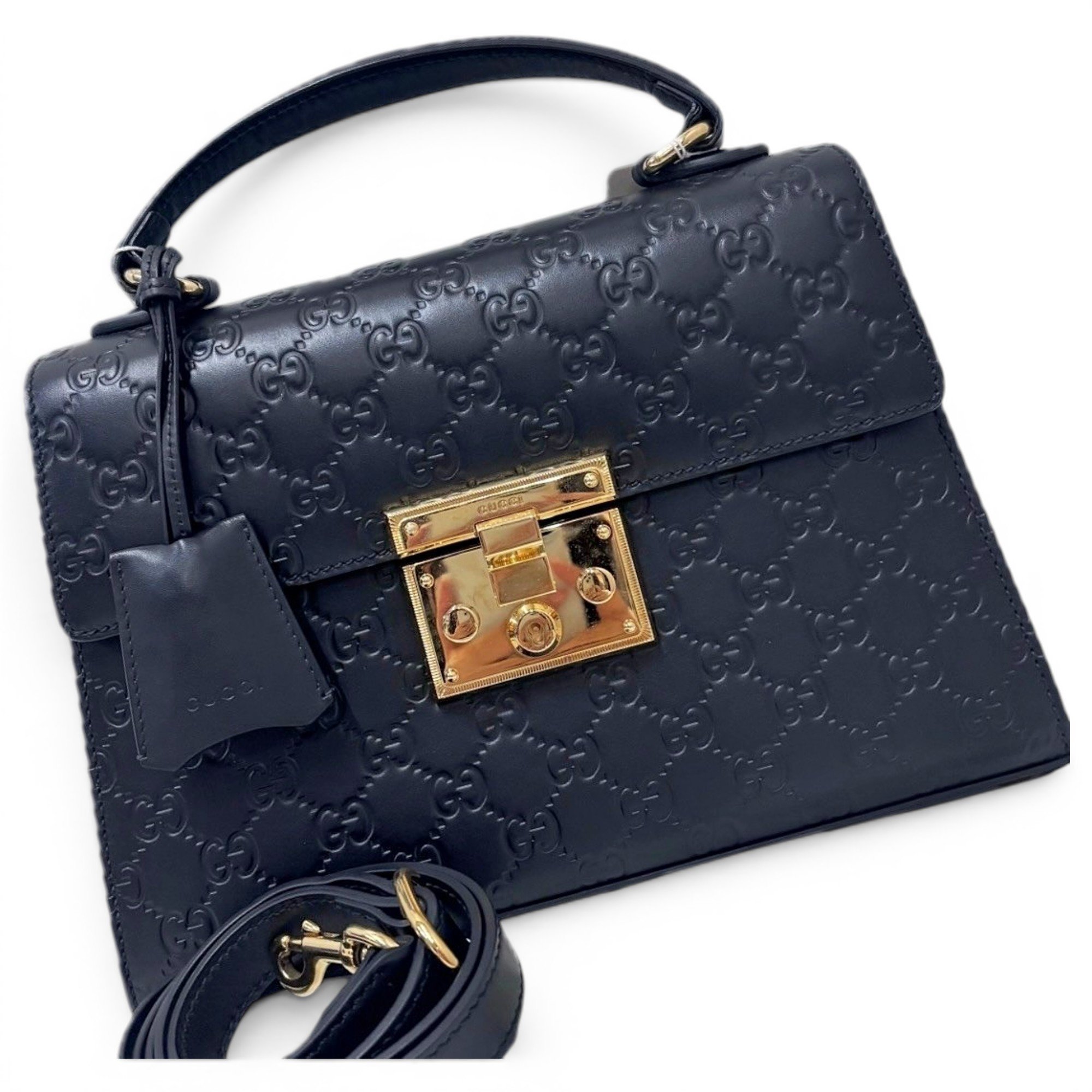 Padlock leather handbag
