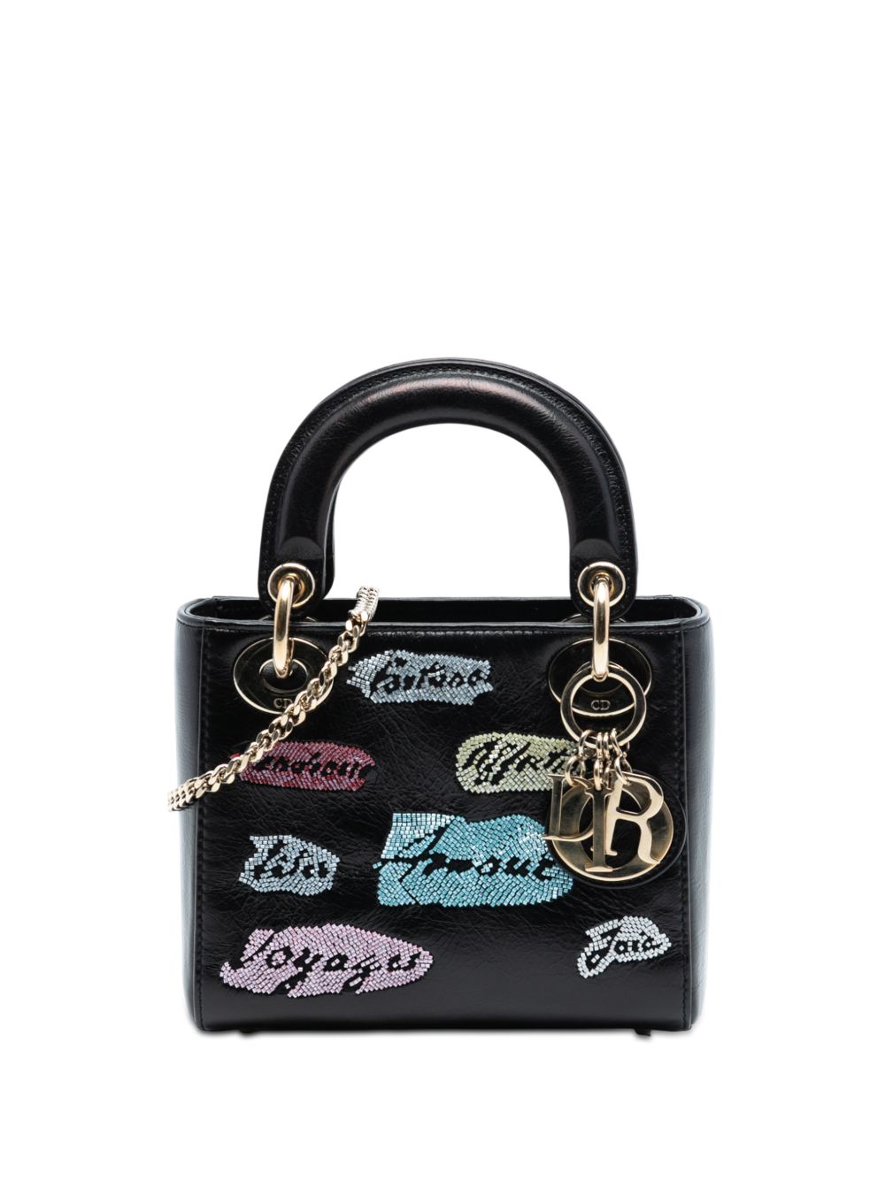 2016 Mini Calfskin Beaded Lady Dior satchel