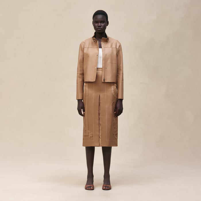 Beige Zénith Leather Jacket