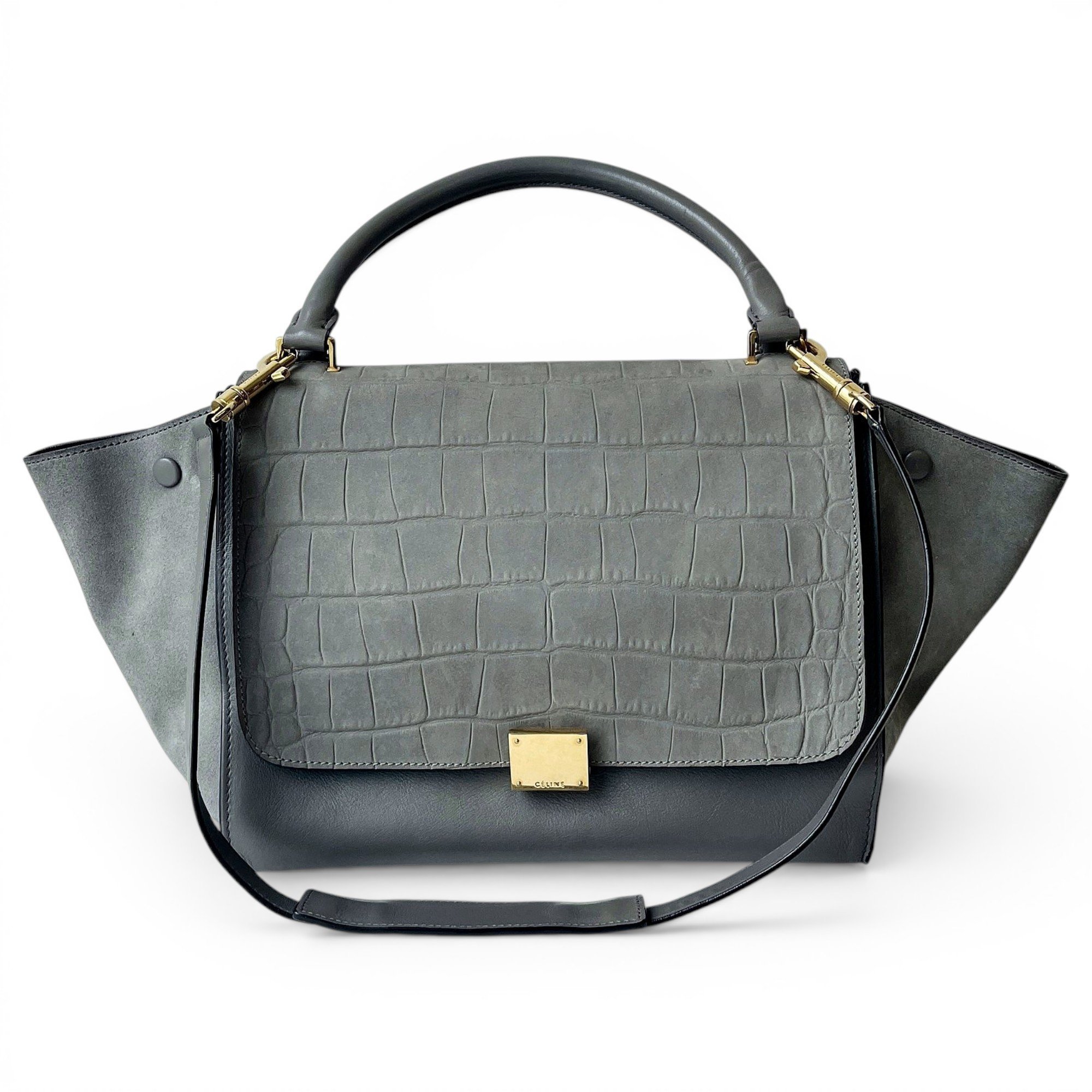 Trapèze leather handbag