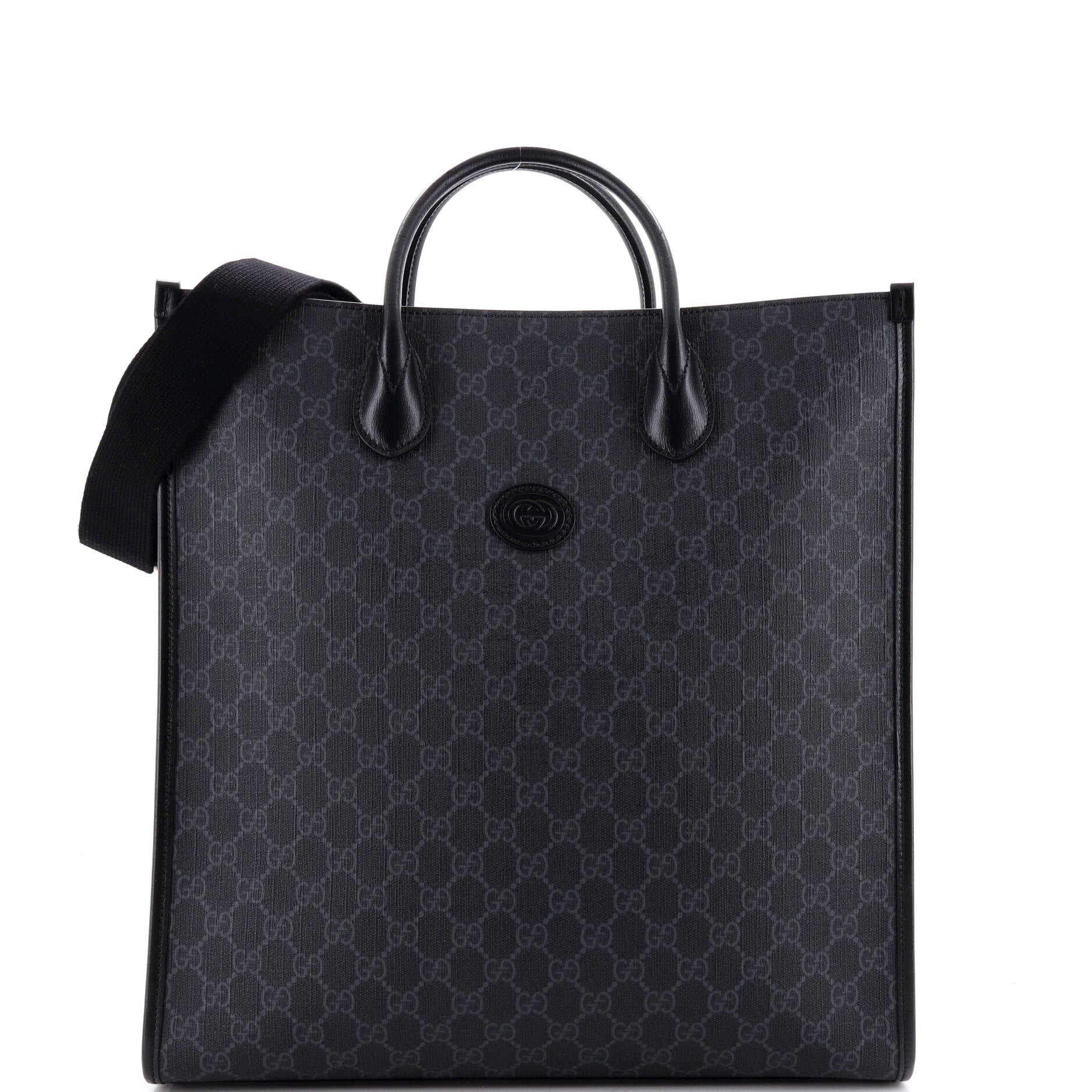 Vertical Structured Top Handle Open Tote GG Coated Canvas Medium