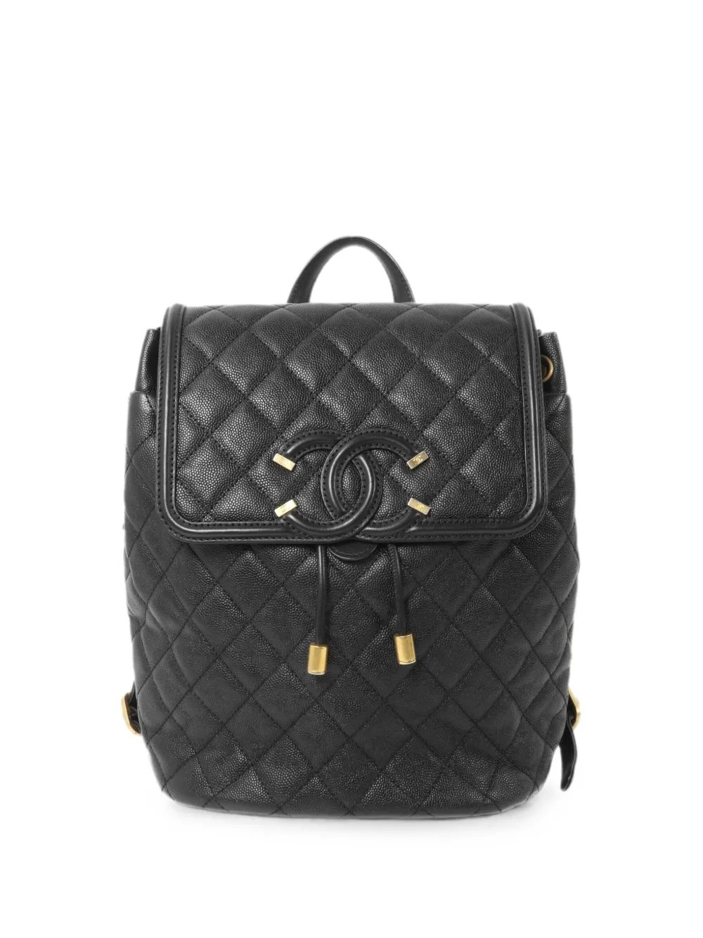 Diamond-quilted chain-strap backpack